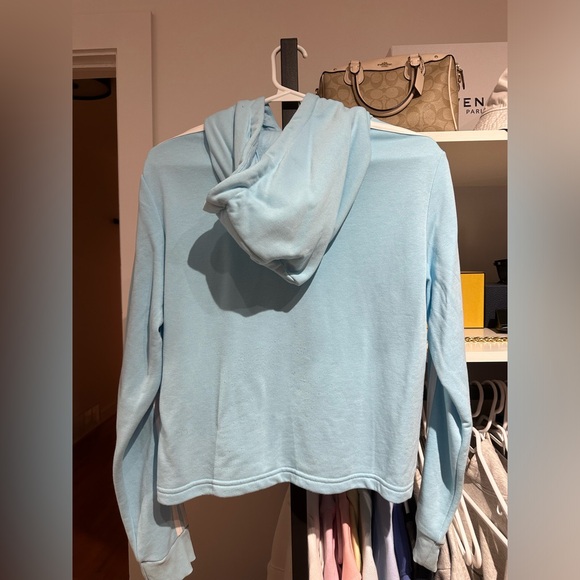 Adidas Originals 3 Stripe Baby Blue Hoodie - Picture 6 of 8